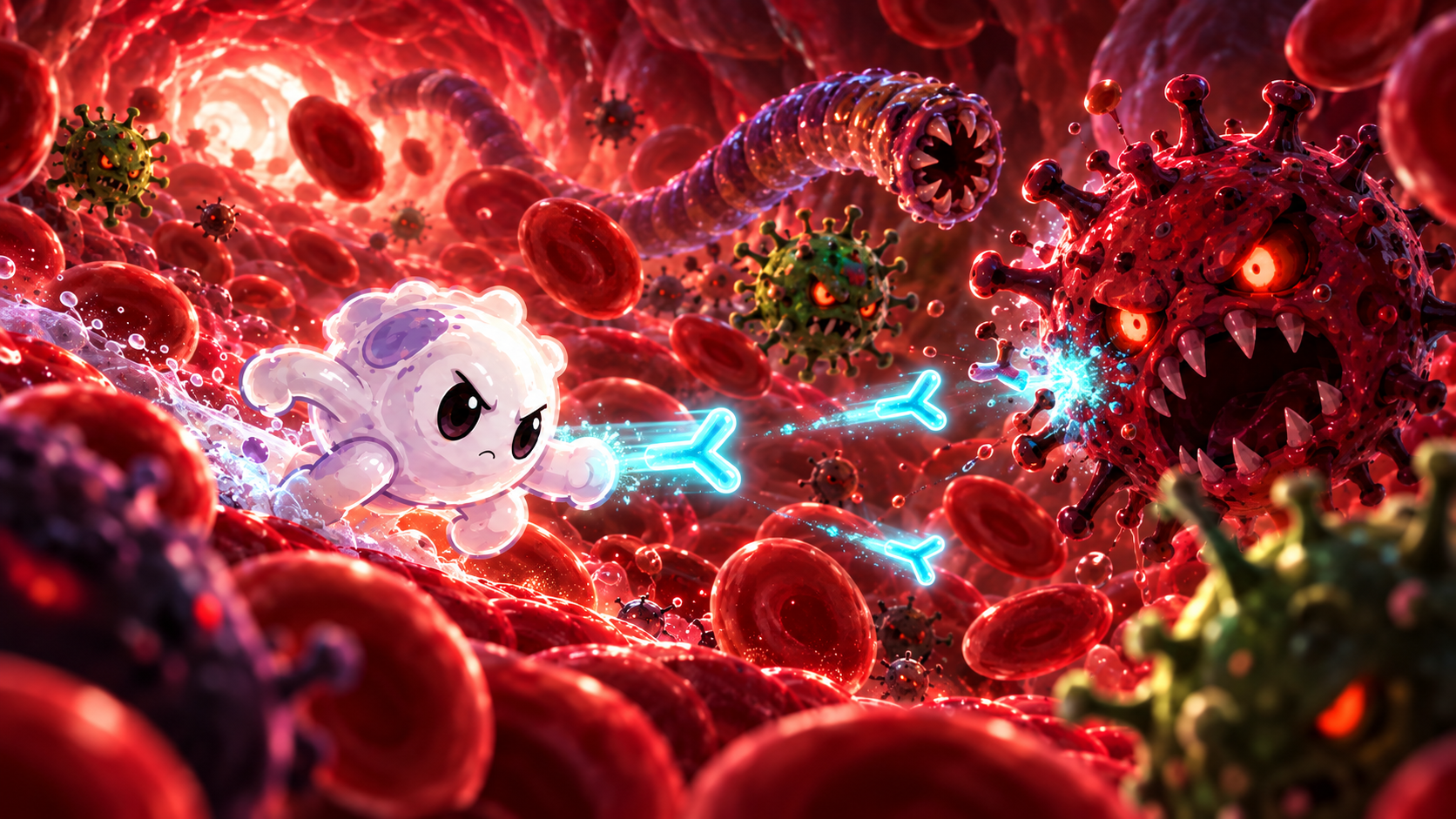 Pip, an immune cell, faces infections in the bloodstream